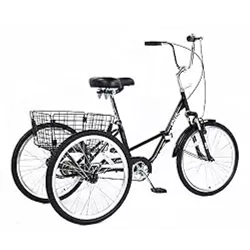 KOZYSFLER Ultimate Convenience Unleashed: Folding Adult Tricycle with Easy Step-Through, Bonus Installation Tools, and Spacious Basket - Ideal for Men and Women On-The-Go, Black