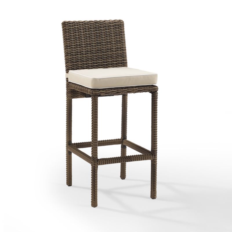 Bradenton Outdoor Wicker Bar Height Stools with Sand Cushions (Set of 2) - Brown