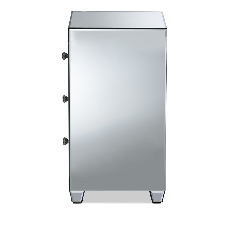 Ralston Contemporary Glam and Luxe Mirrored 3-Drawer Nightstand - Silver