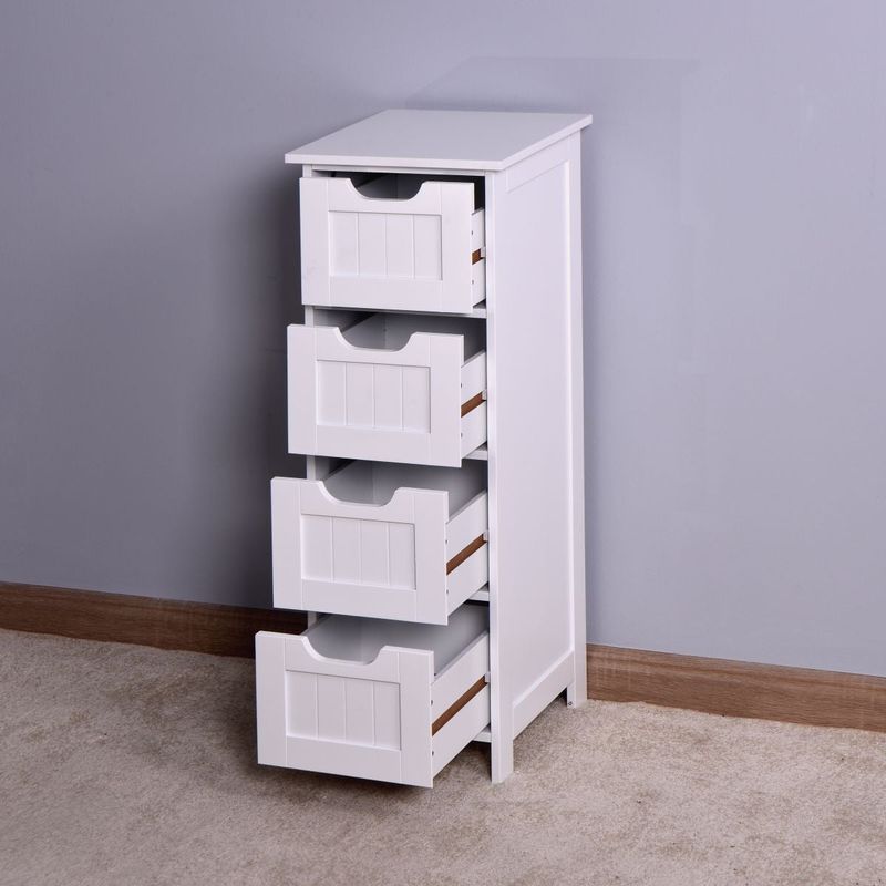 White Bathroom Storage Cabinet, Freestanding Cabinet with Drawers - White