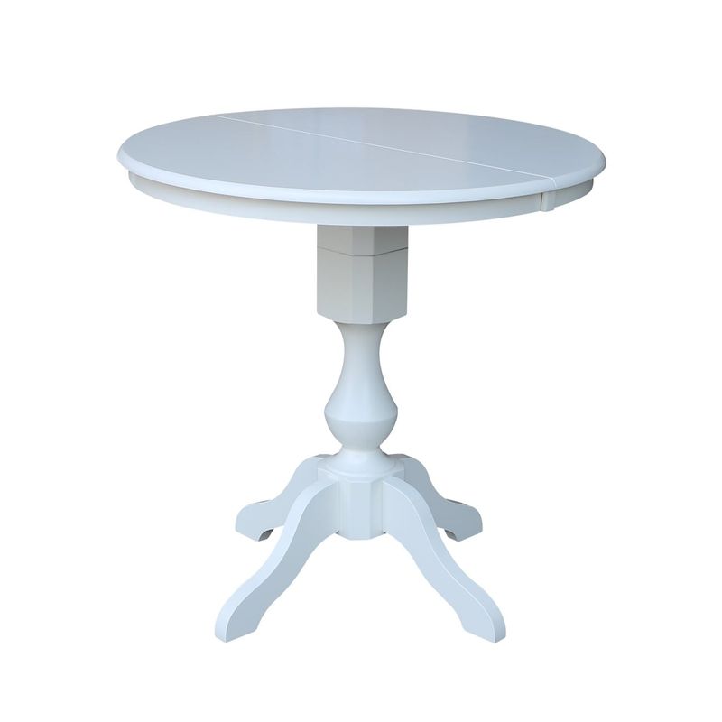 36" Round Extension Dining Table 36"H With 2 X-Back Counterheight Stools