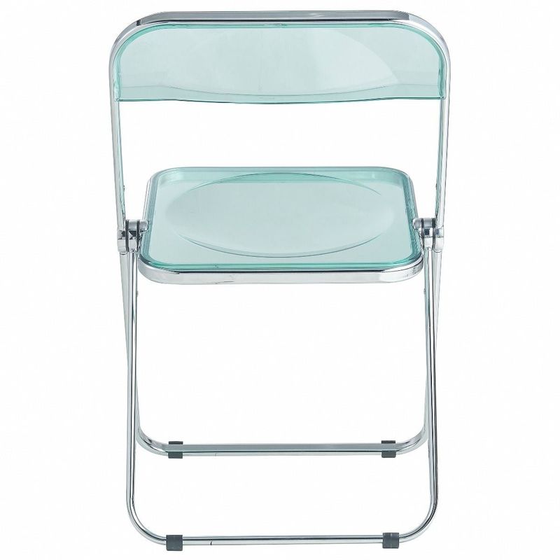 LeisureMod Lawrence Acrylic Folding Chair With Metal Frame - 30" - Transparent Black