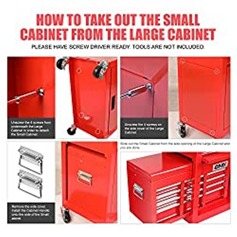 DNA MOTORING TOOLS-00265 2 Pcs Combination Tool Rolling Cabinet 2-in-1 Detachable Toolbox Organizer Chest High Capacity Storage with...