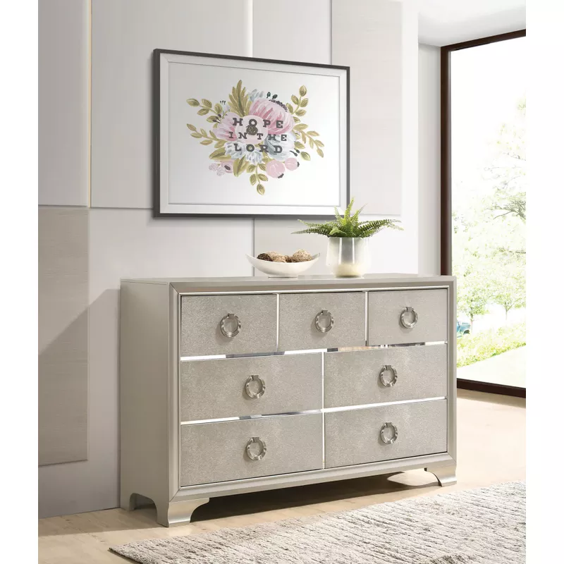 Salford 7-drawer Dresser Metallic Sterling