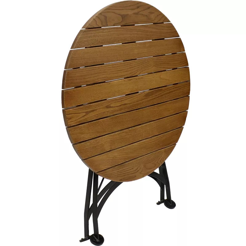 European Chestnut Wood Folding Round Bistro Table - 32-Inch Diameter - Brown
