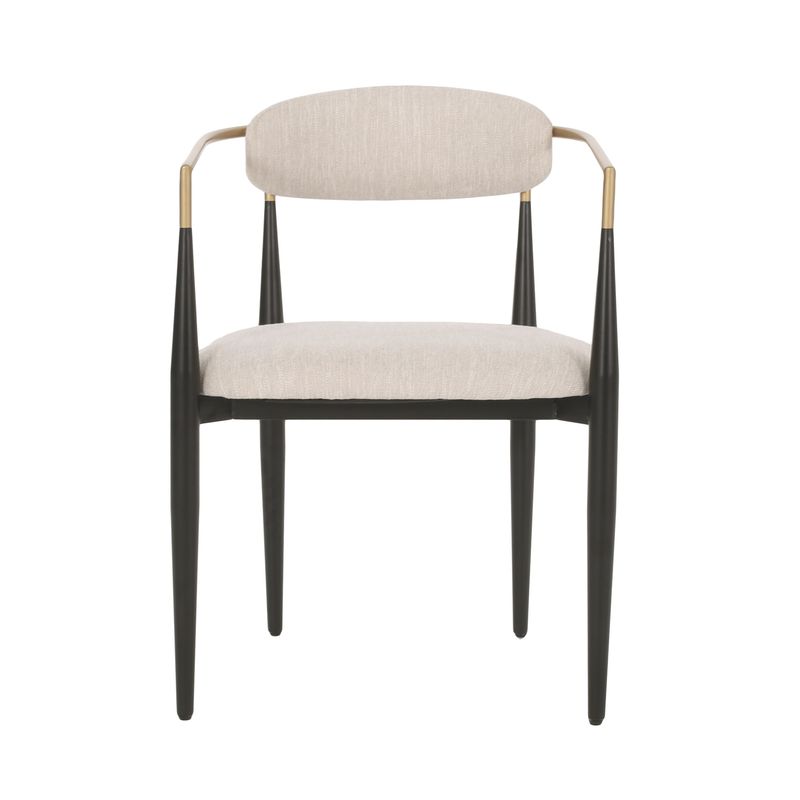 Elmore  Fabric Upholstered Iron Dining Chairs (Set of 2) by Christopher Knight Home - Charcoal/ Black/ Gold