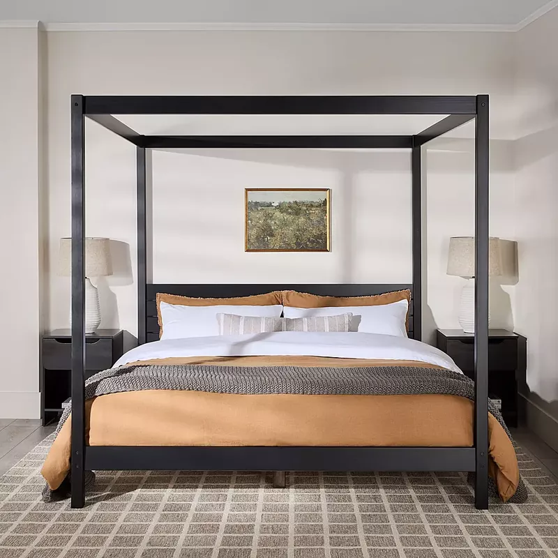 Rent to own Walker Edison - Minimalist Solid Wood Canopy King Bedframe ...