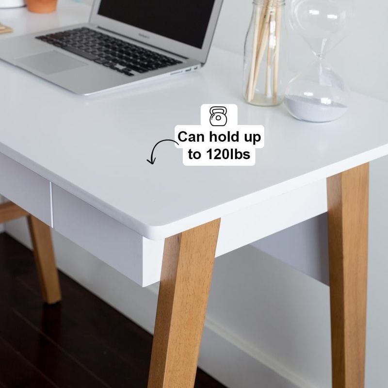 Rent to own Nathan James Telos Computer Desk with Drawer, Light Wood