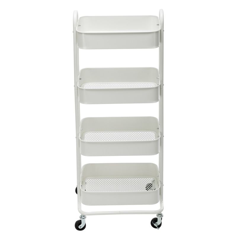 4-Tier Metal Utility Cart with Wheels Storage Shelves Organizer - 17.7"x13.7"x42.9" - Blue