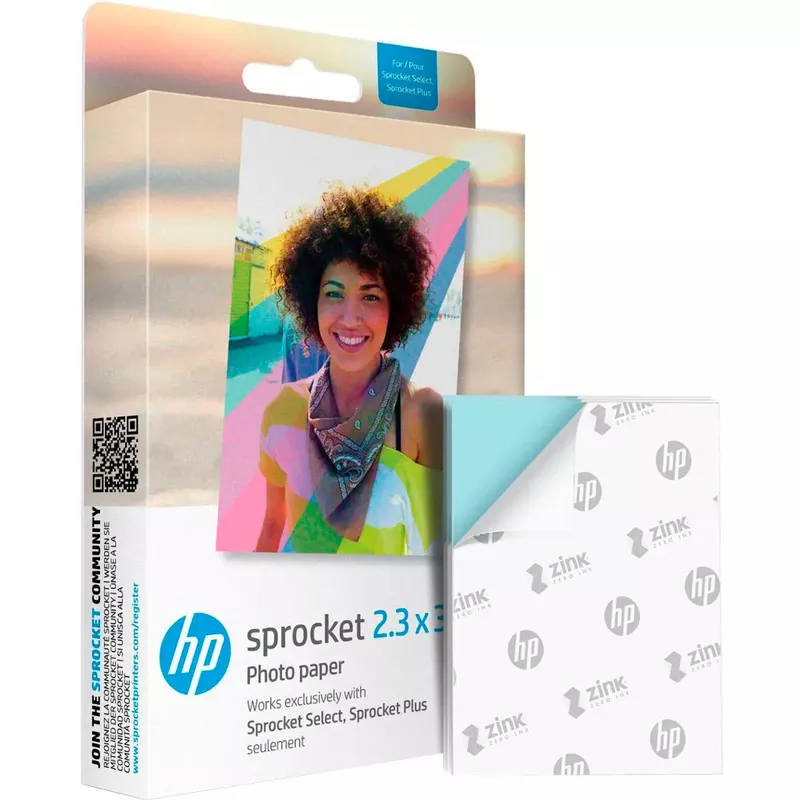 HP - Sprocket 2.3" x 3.4" Premium Sticky-Backed Zink Photo Paper - 50 Sheets