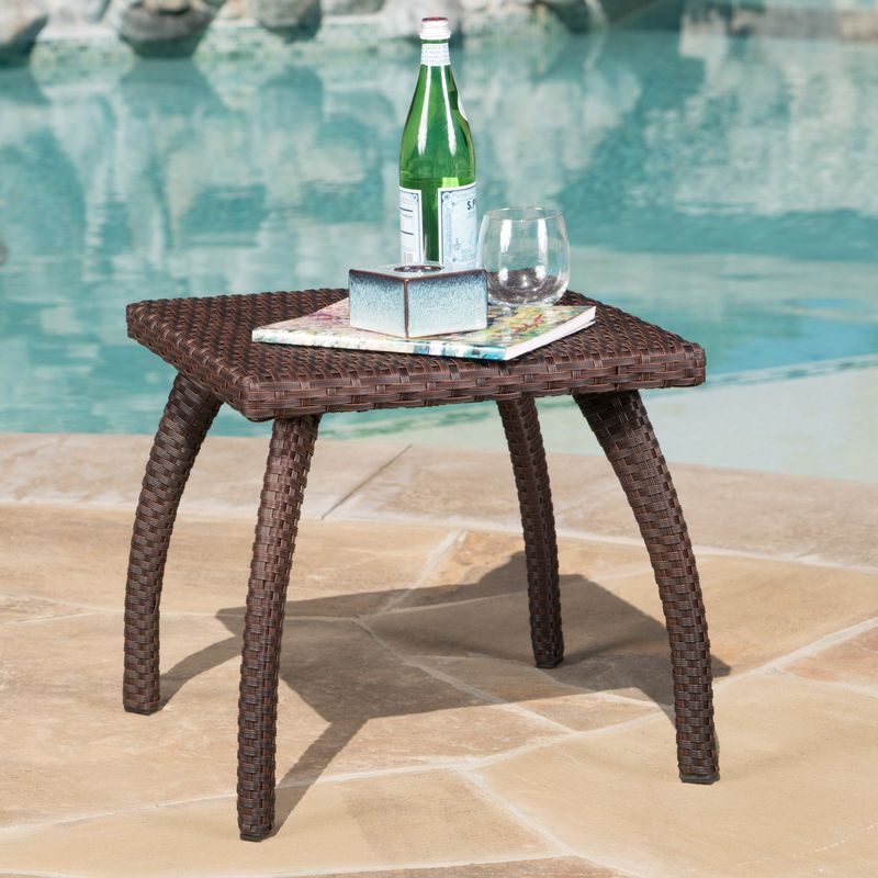 Honolulu Outdoor Wicker Side Table by Christopher Knight Home - Brown