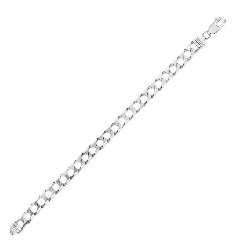 Sterling Silver Men's Bracelet in Cuban Curb Link Style (8.5 Inch)