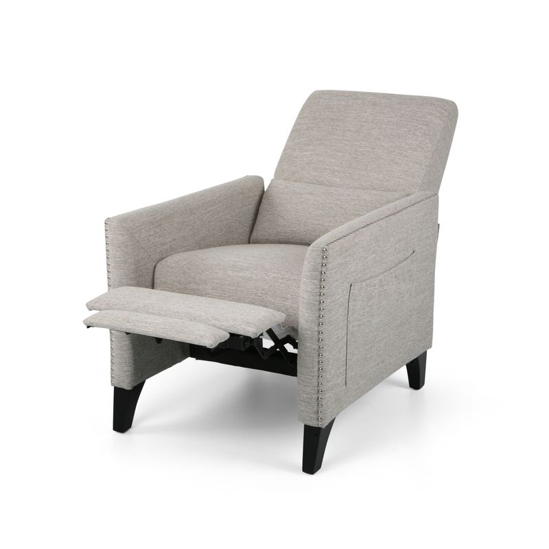 Alscot Contemporary Fabric Push Back Recliner by Christopher Knight Home - Light Gray