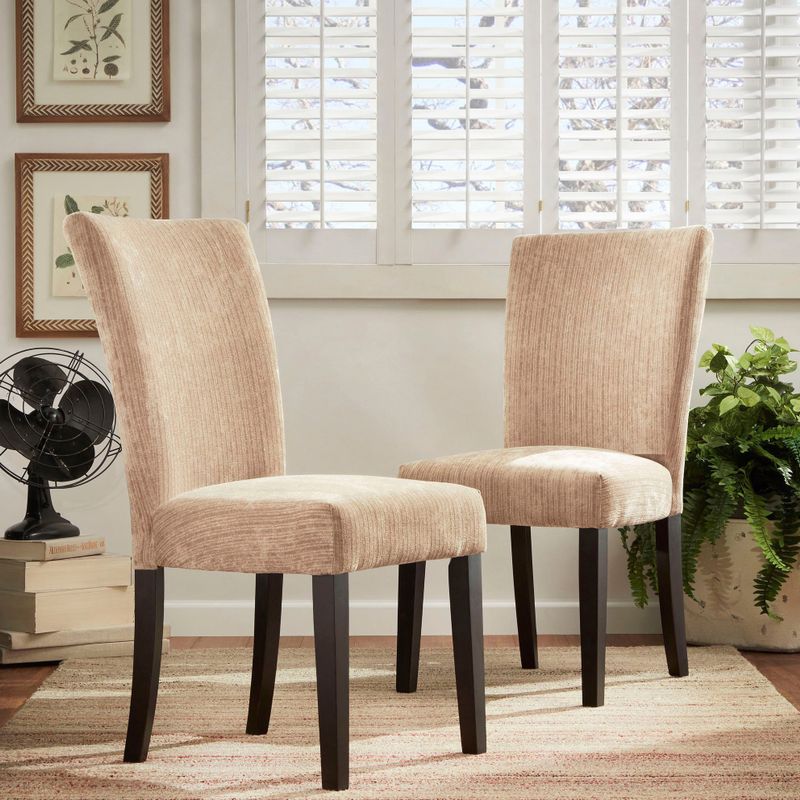 Parson Classic Upholstered Dining Chair (Set of 2) by iNSPIRE Q Bold - Light Brown Microfiber