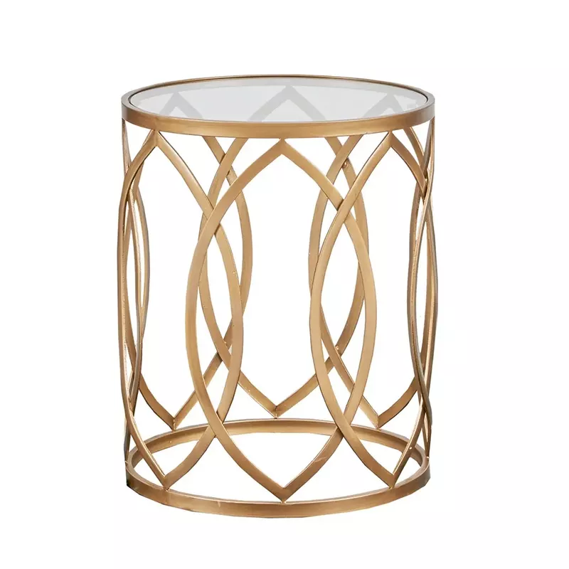 Aria Gold Metal Eyelet Accent Table