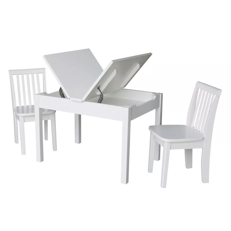 Kids Lift Top Table and Chair Set - Unfinished - 5 Piece Set