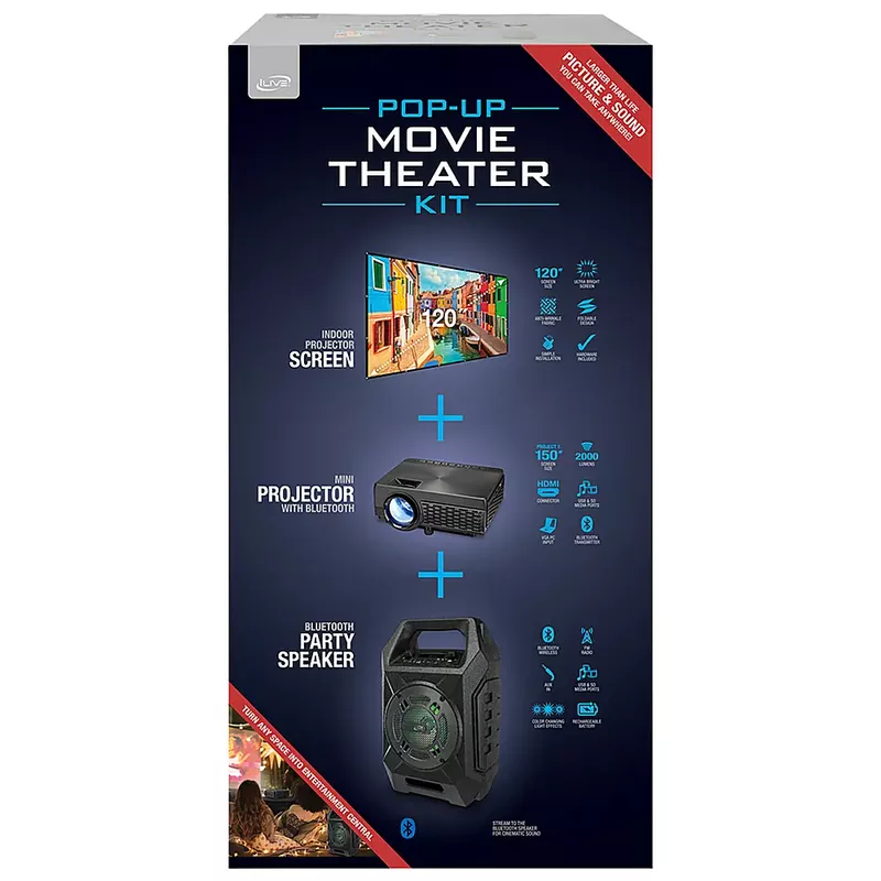 iLive - THE2021BDL LED Pop Up Movie Theater Kit - Black