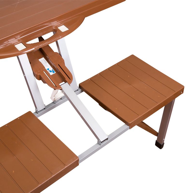 Stansport Picnic Table and Umbrella Combo - Brown - Brown