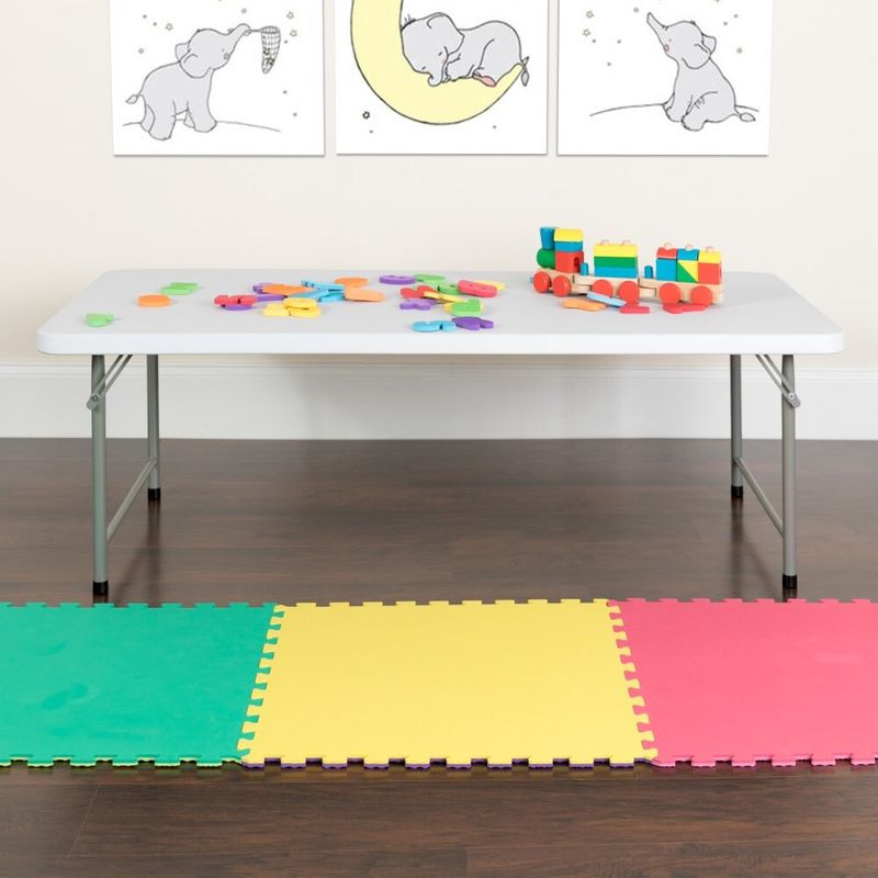 4.93-Foot Kid's Plastic Folding Activity Table - Play Table - Granite White