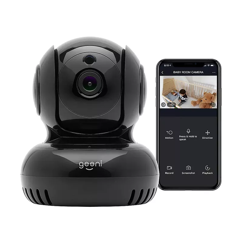 Geeni - Pan and Tilt Indoor Wi-Fi Wireless Network Surveillance Camera - Black