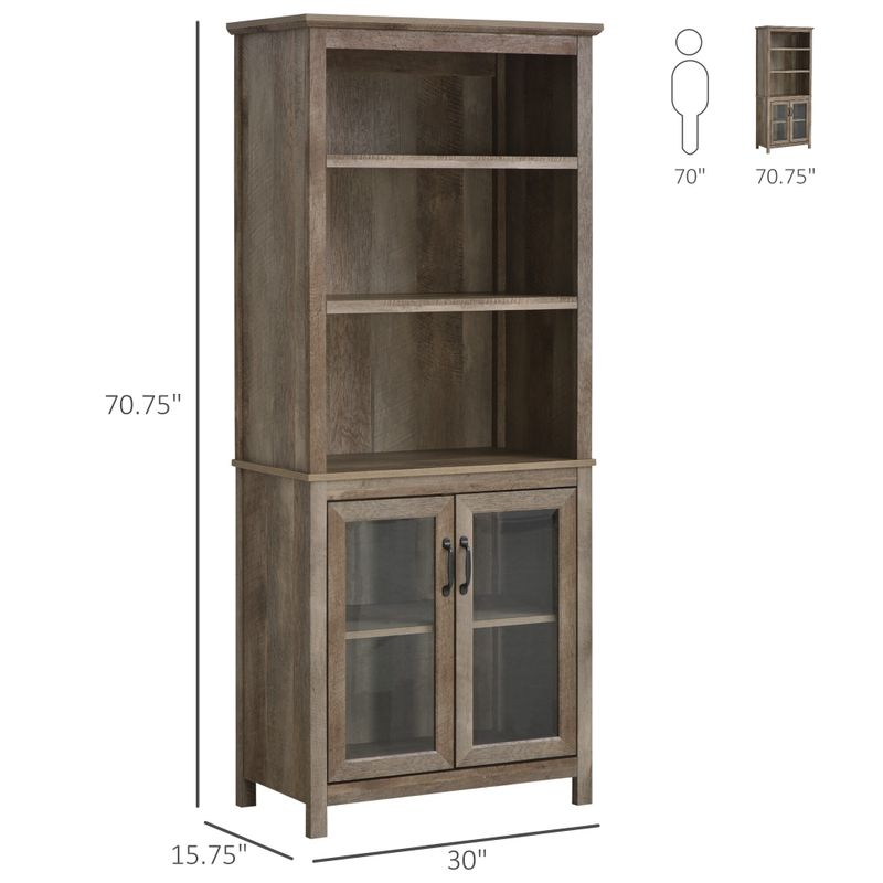 HOMCOM Multifunctional Storage Cabinet Bookcase with Adjustable Shelves Display Rack for Study, Kitchen, Living Room, Nature - Antique...