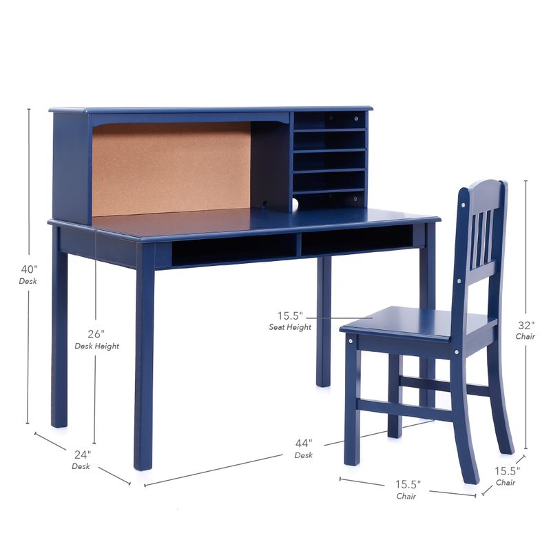 Guidecraft Media Desk Kid's Desk and Hutch with Chair - Blue