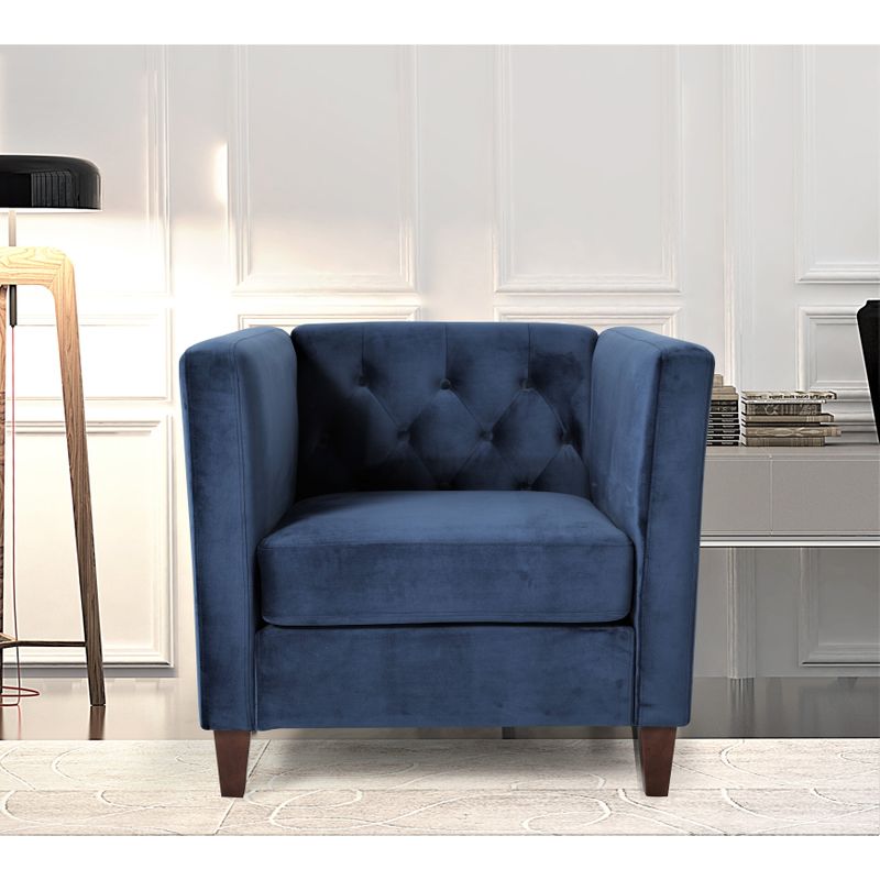 Lisette 33.1'' Velvet Square Arm Chair - Prussian Blue