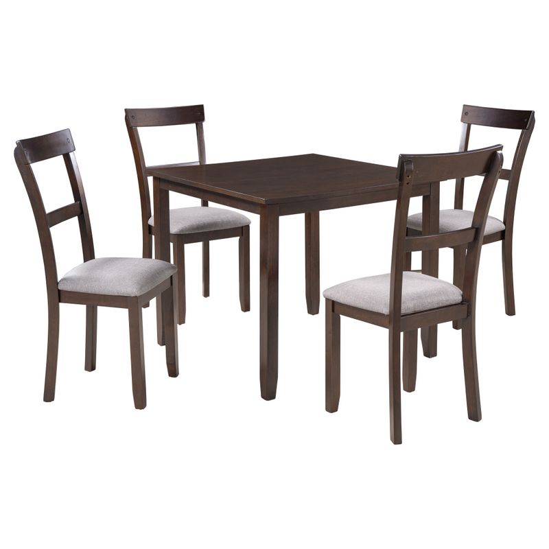Nestfair 5-Piece Wooden Dining Set with Padded Chairs - Grey