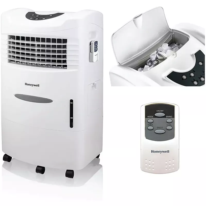 Honeywell - 470 CFM Indoor Evaporative Air Cooler (Swamp Cooler) with Remote Control - White