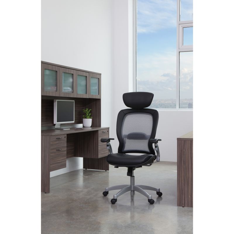Space 36 Series Ergonomic Padded Leather Seat - Space 36 Series Light Air Grid Manager's Chair