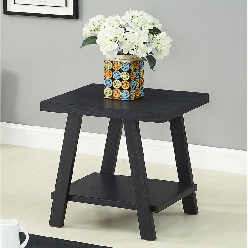 Athens Contemporary Replicated Wood Shelf End Table - Black
