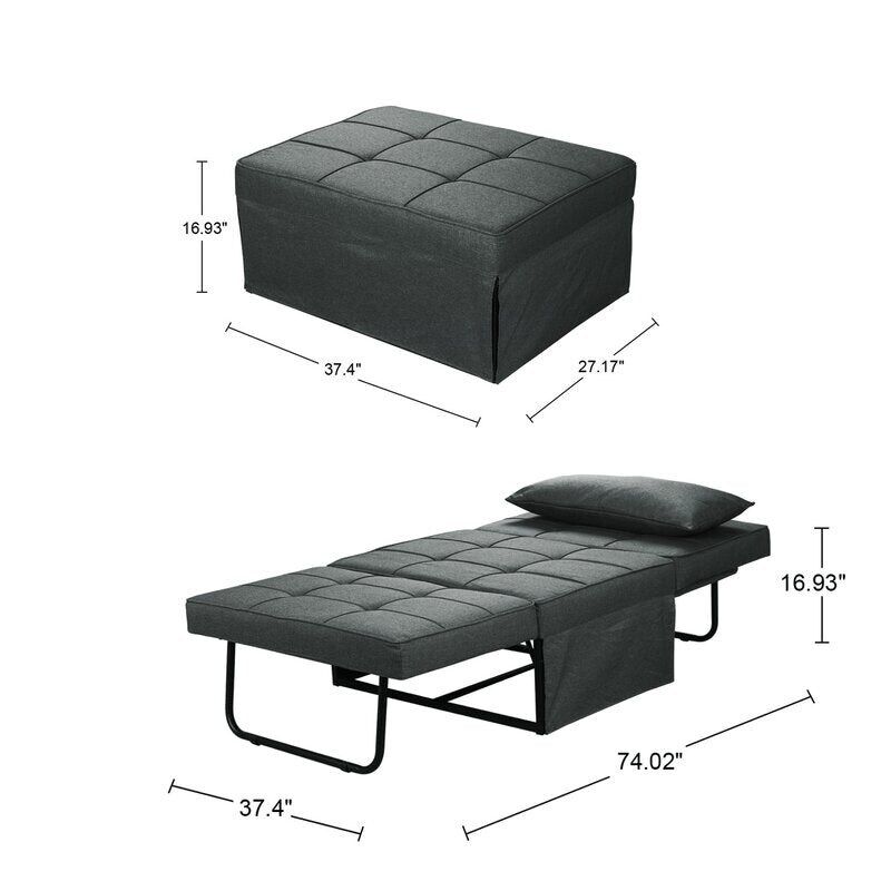 Zenova 4-1 Adjustable Sofa Sleeper with Ottoman - Black/Burgundy