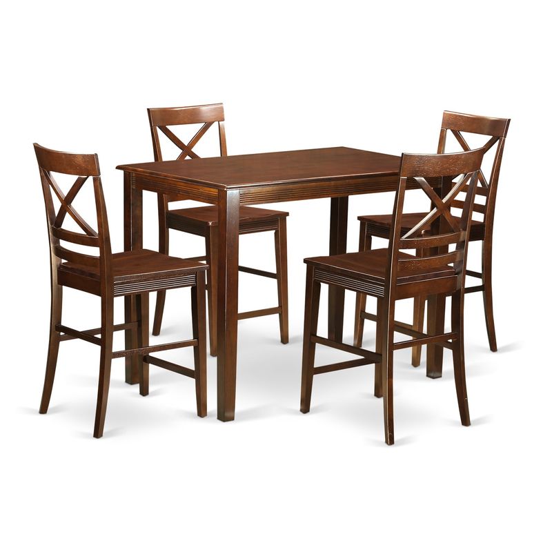 Solid Rubberwood 5-piece Counter-height Dining Table Set - Black & Cherry