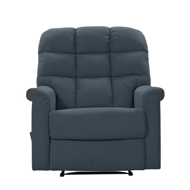 Copper Grove Deinze Blue/Grey/Tan Velvet Tufted Back Extra Large Wall Hugger Reclining Chair - Medium Blue