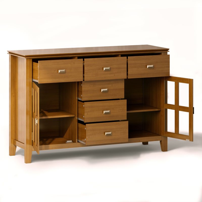 WYNDENHALL Stratford SOLID WOOD 54 inch Wide Transitional Sideboard Buffet Credenza - 54 inch Wide - Honey Brown