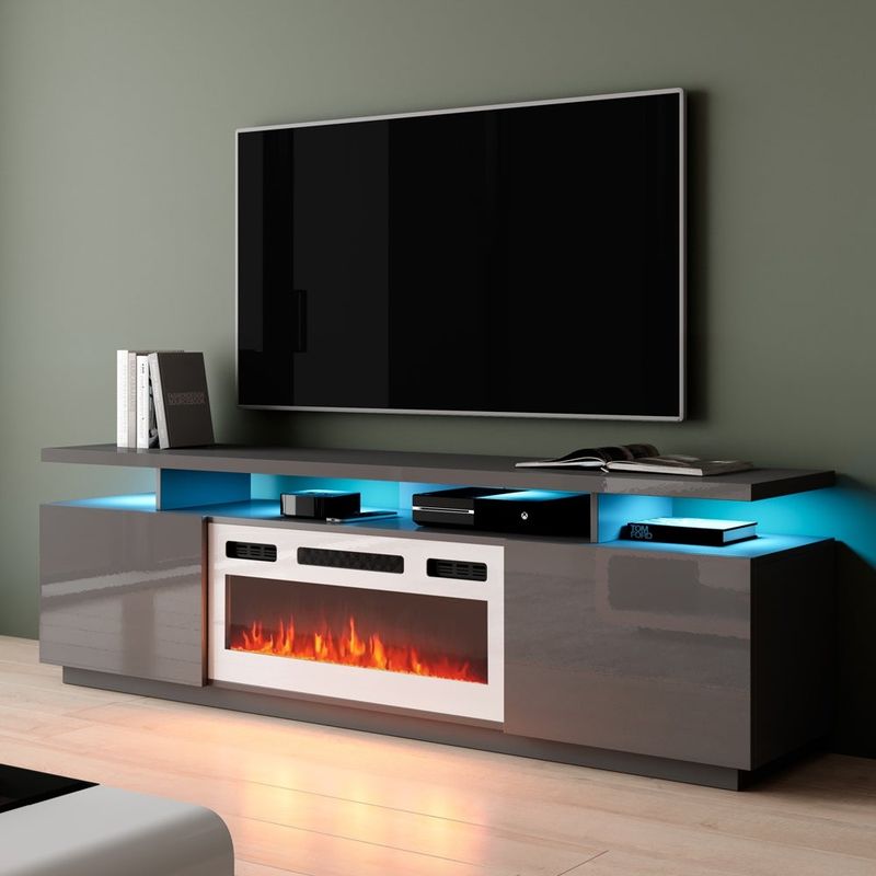 Eva-KWH Modern 71-inch Electric Fireplace TV Stand - Gray