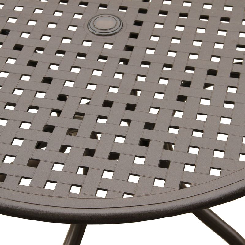 Modern Outdoor Mesh Aluminum 42-in Round Patio Dining Table - N/A - Brown
