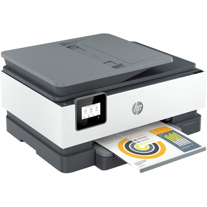 Left Zoom. HP - OfficeJet 8015e Wireless All-In-One Inkjet Printer with 6 months of Instant Ink Included with HP+ - White