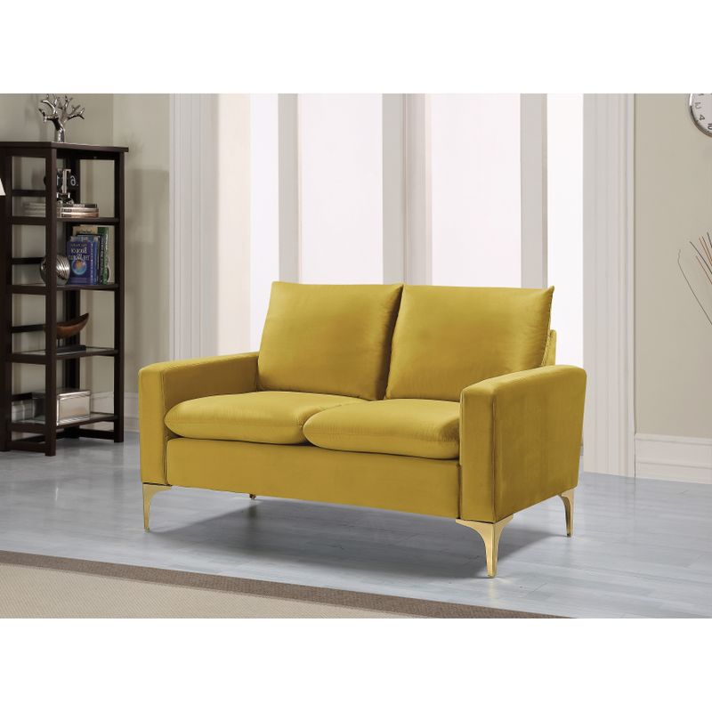 Macus Velvet 2 Piece Living Room set Sofa and Loveseat - Yellow