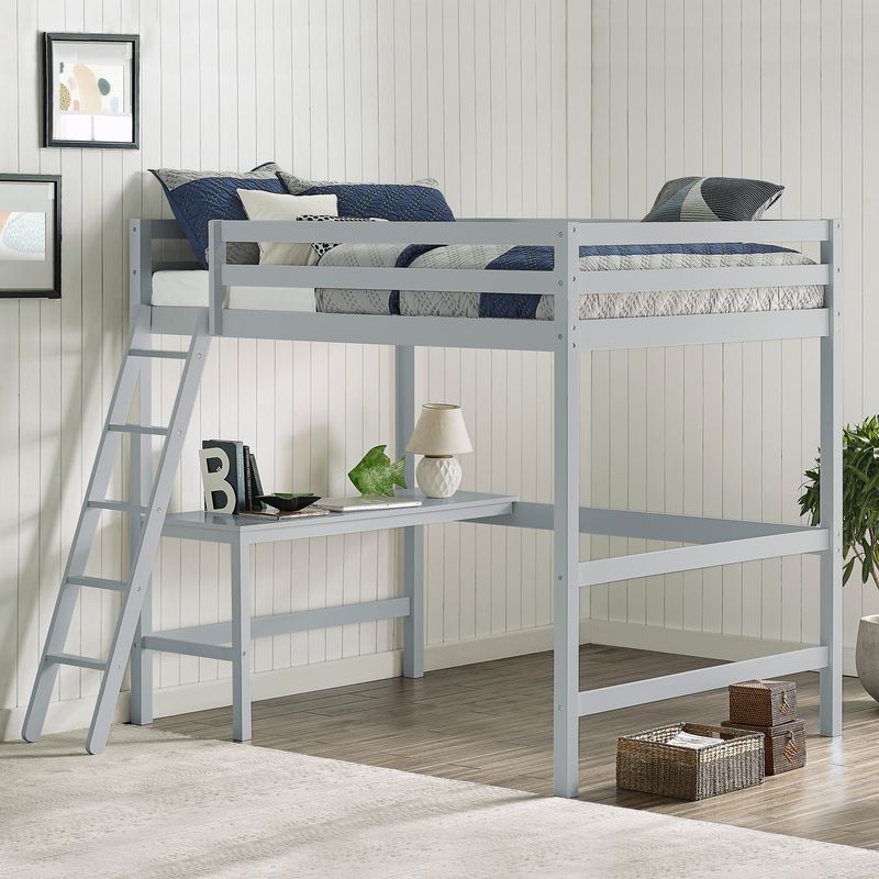 Caspian Full Loft Bed and Desk - White - Full