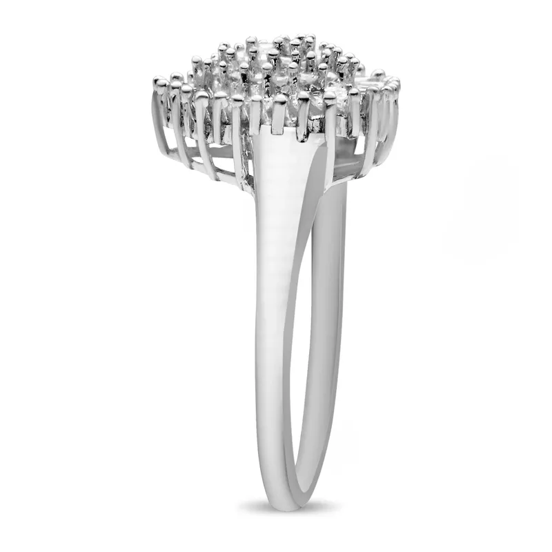 10k White Gold 1/2ct TDW Diamond Cluster Ring (H-I, I1-I2) Choice of size
