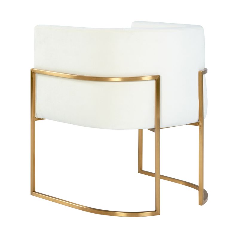 Giselle Cream Velvet Dining Chair with Goldtone Stainless Steel Frame - Single - Cream - Dining Height