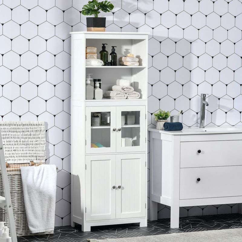 HOMCOM 63" Buffet with Hutch, Kitchen Pantry, Freestanding Storage Cabinet - White