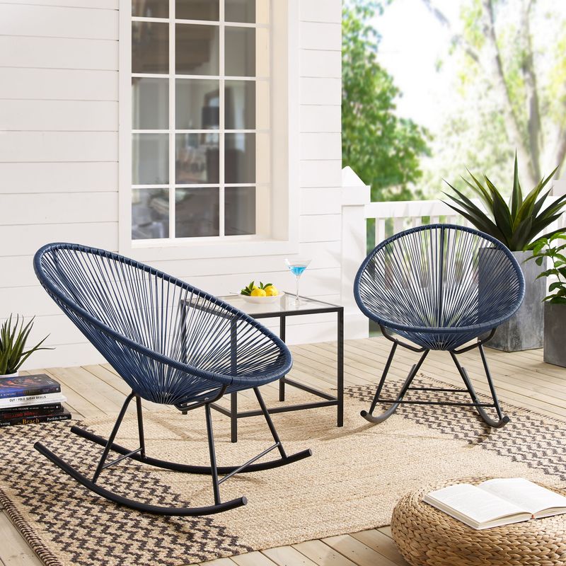 Corvus Sarcelles Modern Wicker Patio Rocking Chairs (Set of 2) - Detail 2