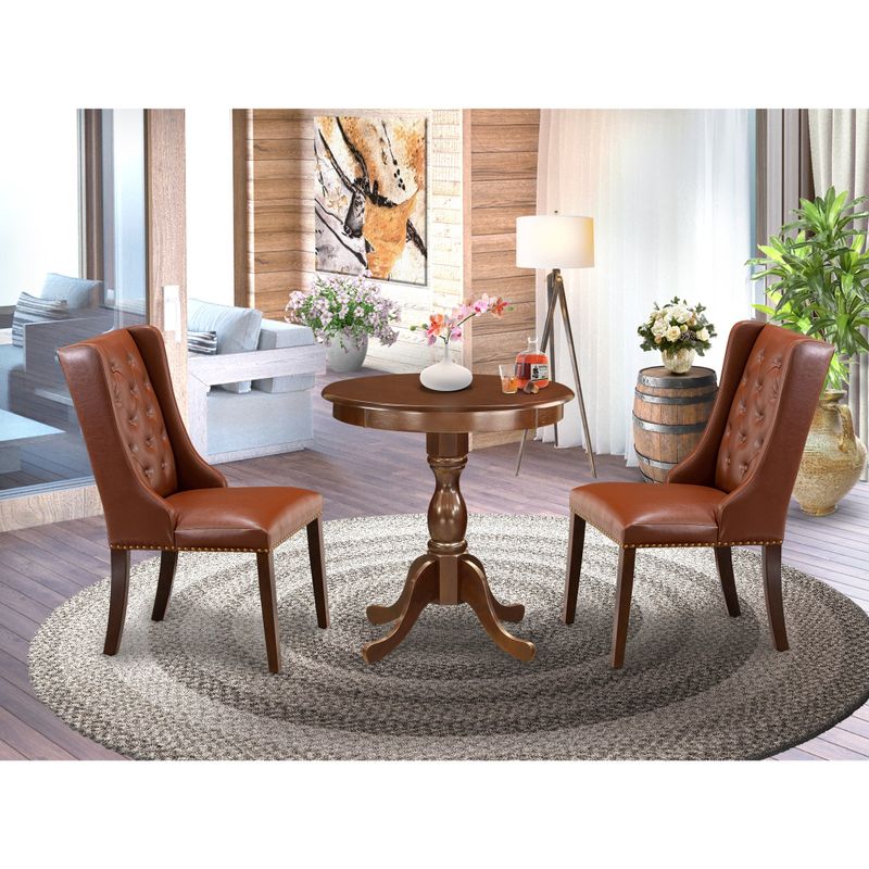 3-Pc Dining Room Table Set - 2 Kitchen Chairs and 1 Kitchen Table - Mahogany Finish (Pieces Option) - ESFO3-MAH-47