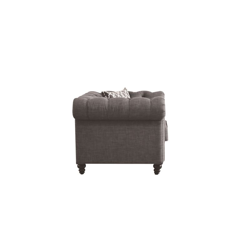ACME Aurelia Chair with 1 Pillow in Gray Linen