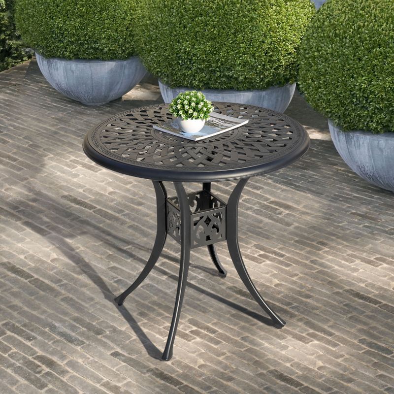 30 inch Cast Aluminum Round Dining Table-NUU GARDEN - Black