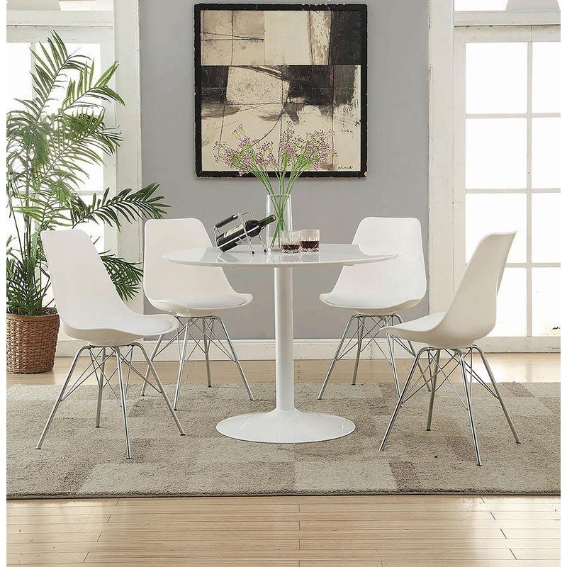 Armless Dining Chairs White and Chrome (Set of 2)