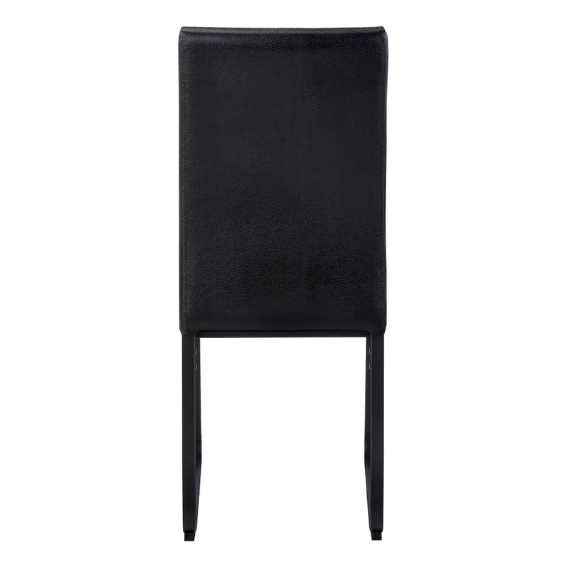 Dining Chair/ Set Of 2/ Side/ Upholstered/ Kitchen/ Dining Room/ Pu Leather Look/ Metal/ Black/ Contemporary/ Modern