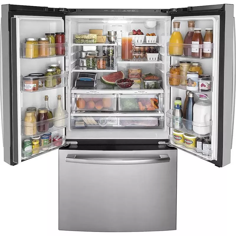 GE - 27.0 Cu. Ft. French Door Refrigerator with Internal Water Dispenser - Stainless Steel